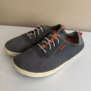 Olukai Nohea Moku Boat Slip On Water Shoes Boys 5 Grey Orange No Tie Sneakers
